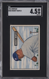 1951 Bowman #253 Mickey Mantle Rookie Card – SGC VG-EX+ 4.5 – Exceptional Eye Appeal! 